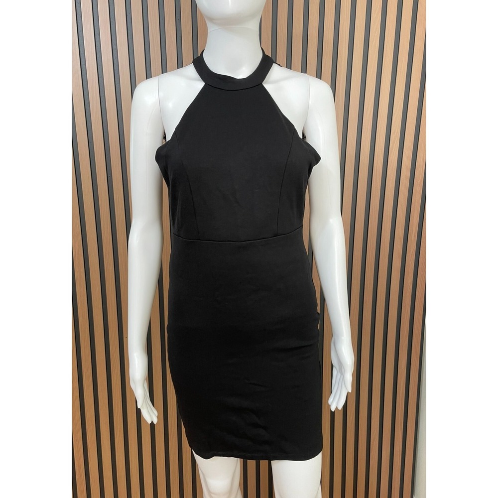 Lulus Endlessly Alluring Women's Dress Bodycon Mini‎ Halter Neck Lined S Black